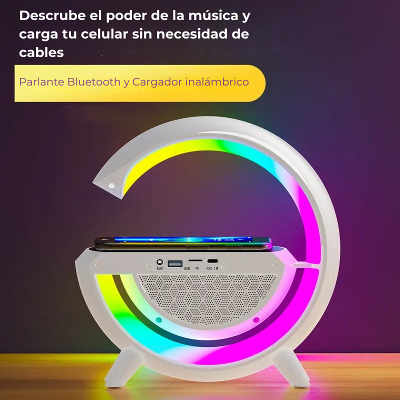 LÁMPARA INTELIGENTE CON PARLANTE Y CARGA INALÁMBRICA