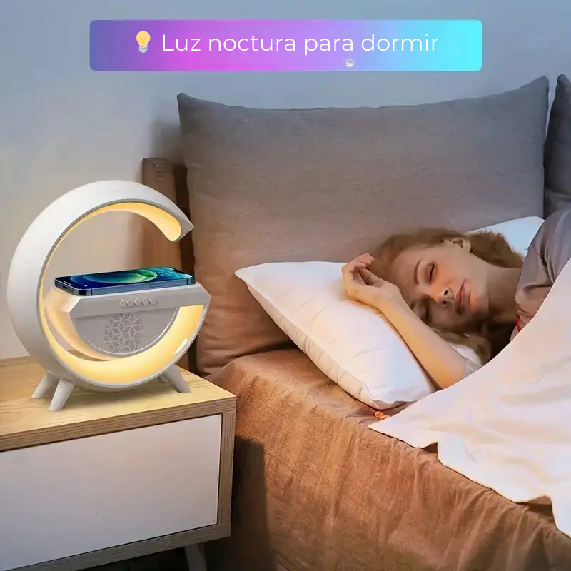 LÁMPARA INTELIGENTE CON PARLANTE Y CARGA INALÁMBRICA