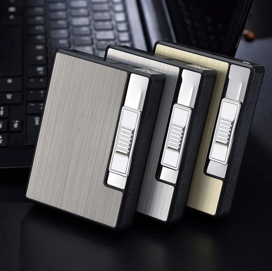 ESTUCHE DE CIGARRILLOS CON CARGA USB + ENCENDEDOR