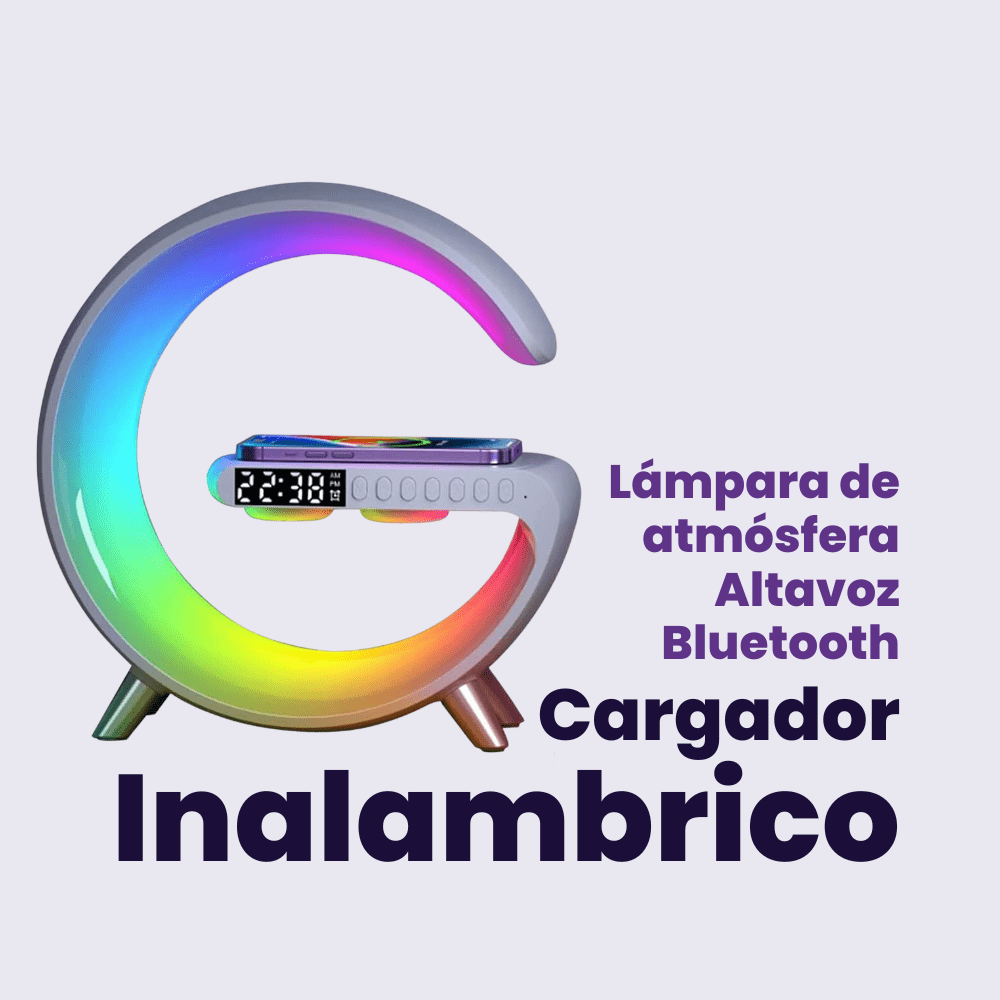 LÁMPARA RELOJ DE ATMÓSFERA, CARGADOR INALÁMBRICO, ALTAVOZ BLUETOOTH