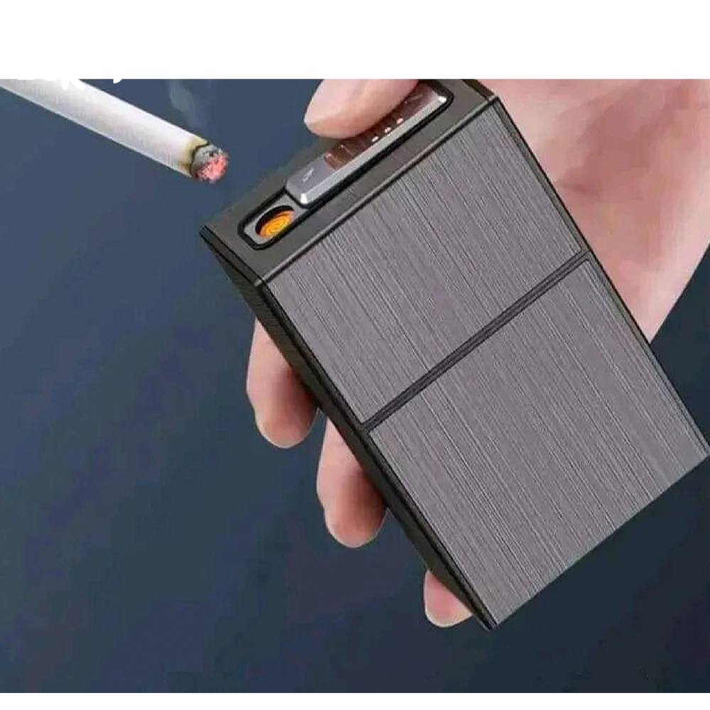 ESTUCHE DE CIGARRILLOS CON CARGA USB + ENCENDEDOR