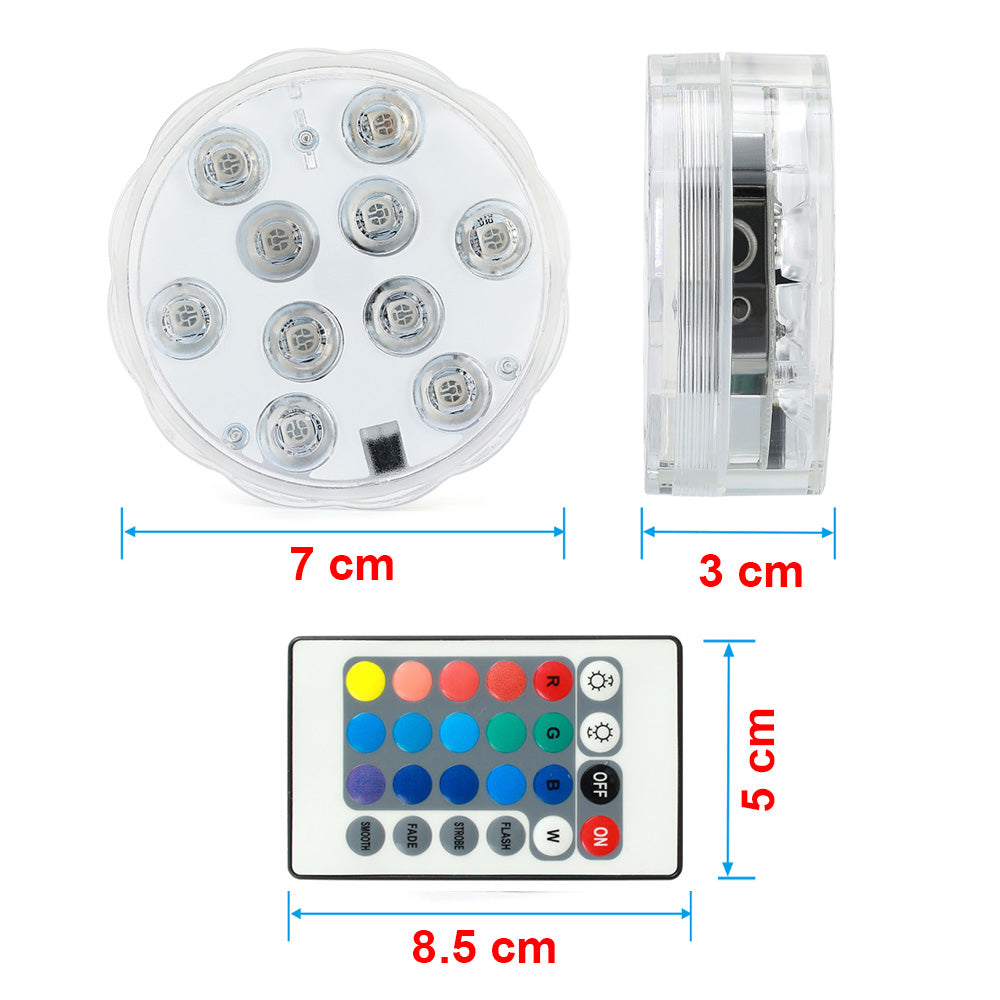 LUZ LED SUMERGIBLE CON CONTROL REMOTO PARA PISCINAS
