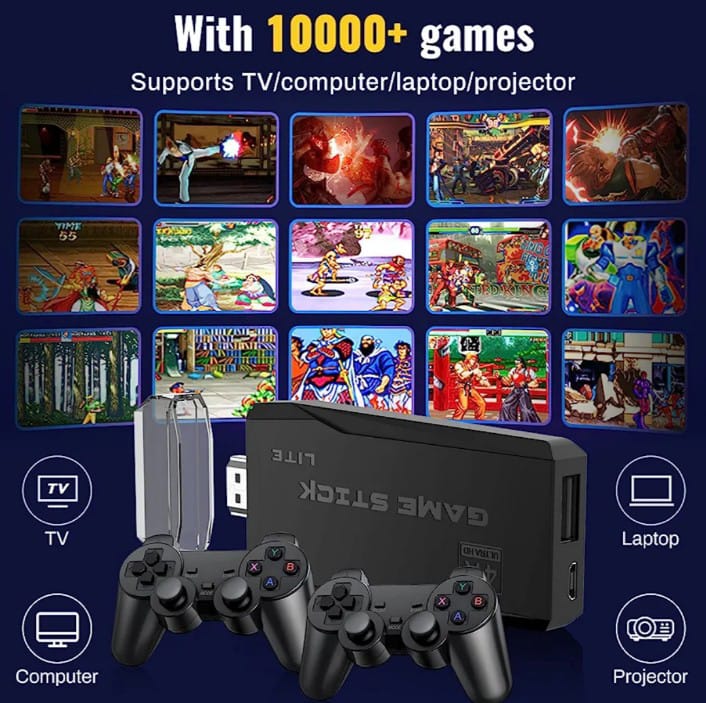 MINI CONSOLA 4K, 10.000 VIDEOJUEGOS, EMULA 9 CONSOLAS