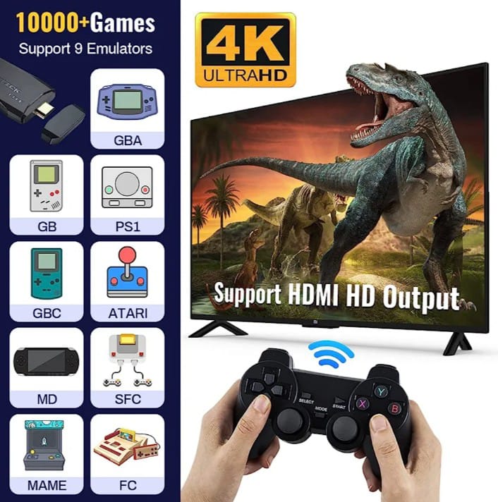 MINI CONSOLA 4K, 10.000 VIDEOJUEGOS, EMULA 9 CONSOLAS