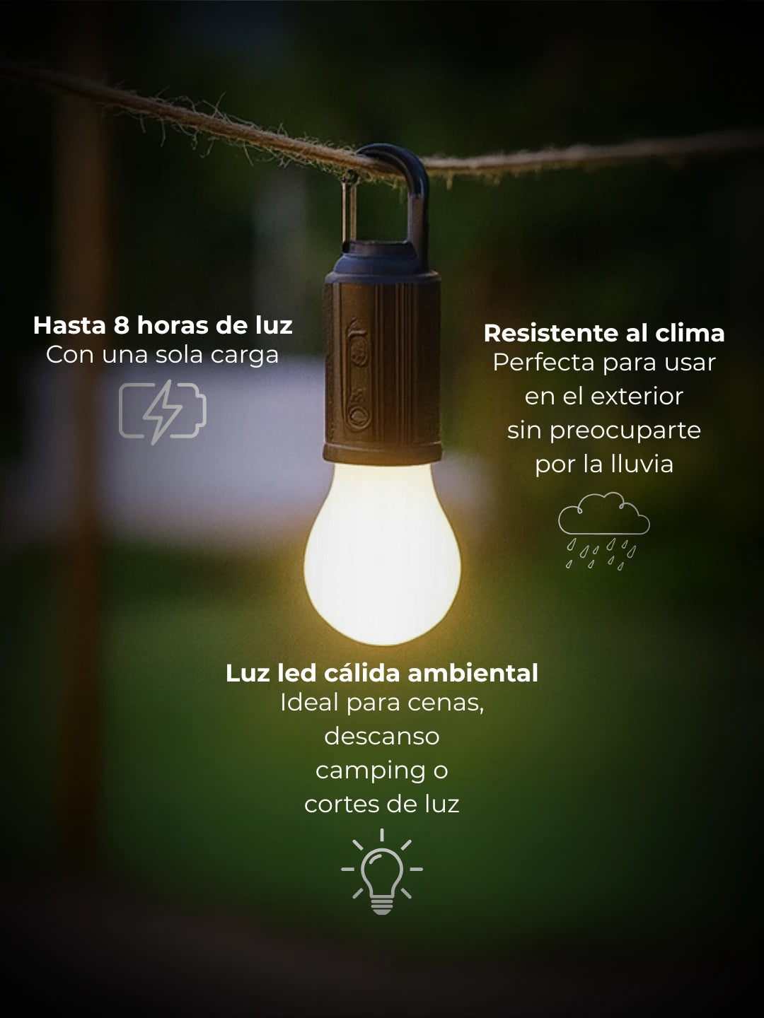 Lampara Colgante Recargable - ClariSol